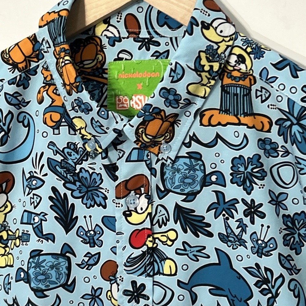 Mens RSVLTS KUNUFLEX Nickelodeon Garfield Odie Graphic Shirt Sz Large NICE